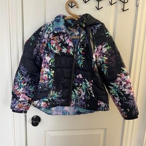 EUC HALE BOB Floral Print Quilted Reversible Puffer Jacket - REVERSIBLE